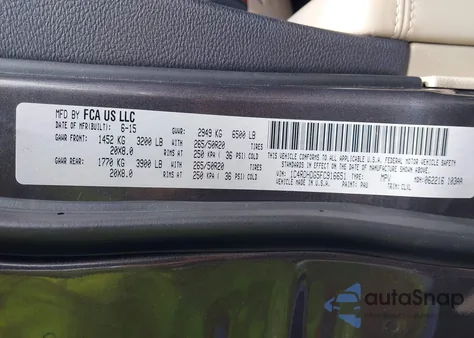 2015 Dodge Durango Limited z USA, uszkodzony, nr VIN 1C4RDHDG5FC916651